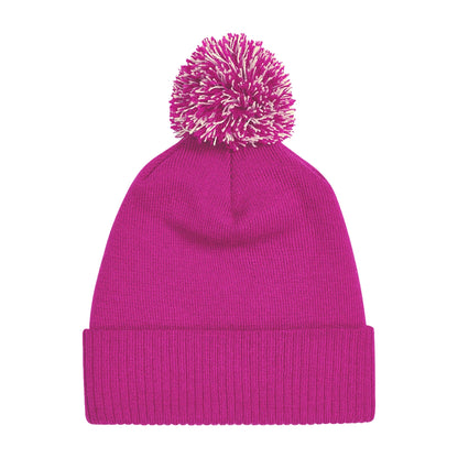 Fuchsia-Off White - Back - Beechfield Unisex Adult Beanie