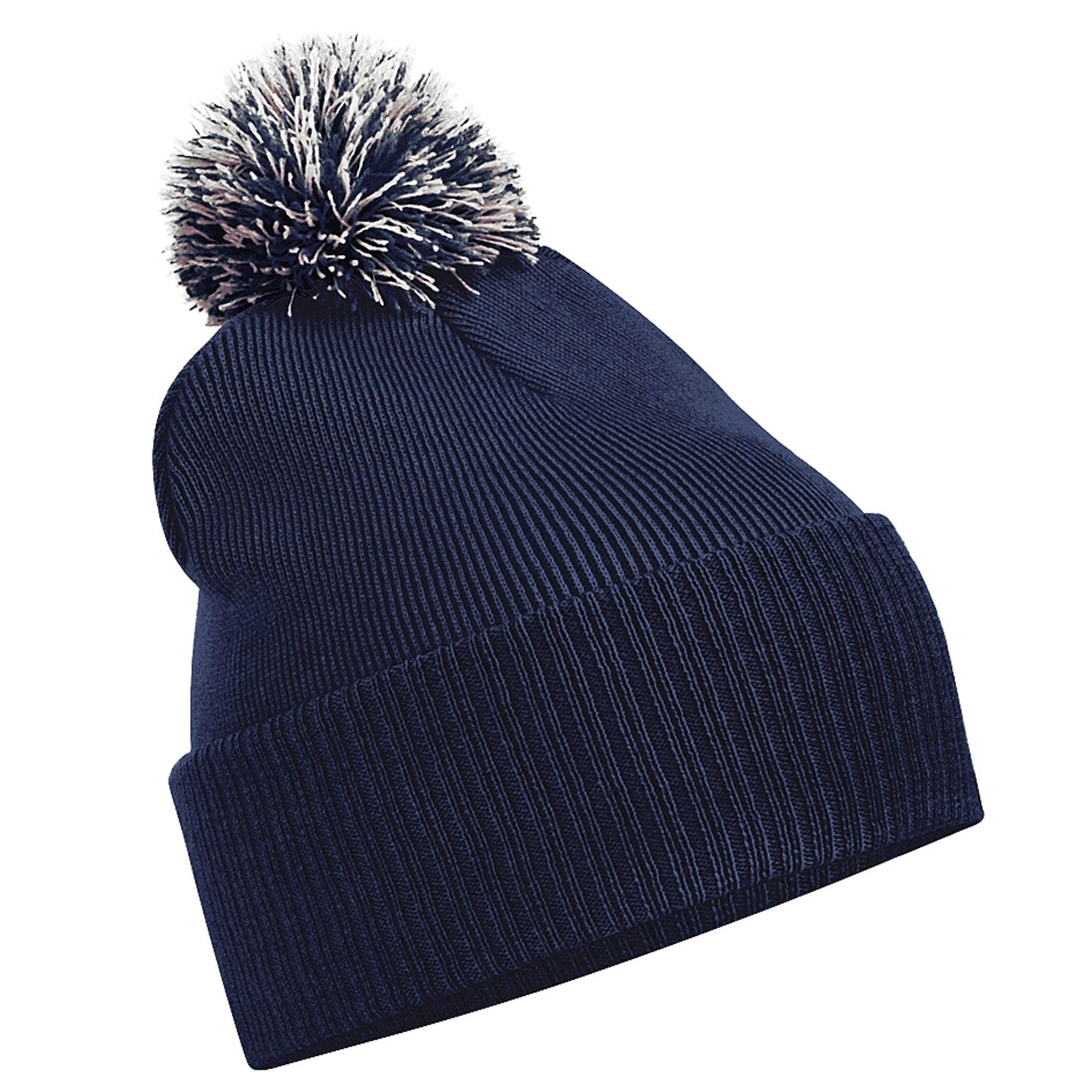 French Navy-Light Grey - Front - Beechfield Unisex Adult Beanie