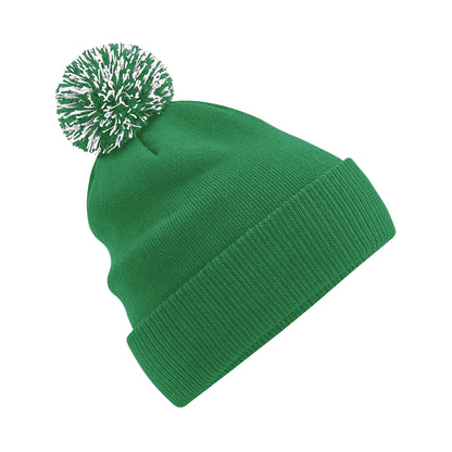 Kelly Green-White - Front - Beechfield Unisex Adult Beanie
