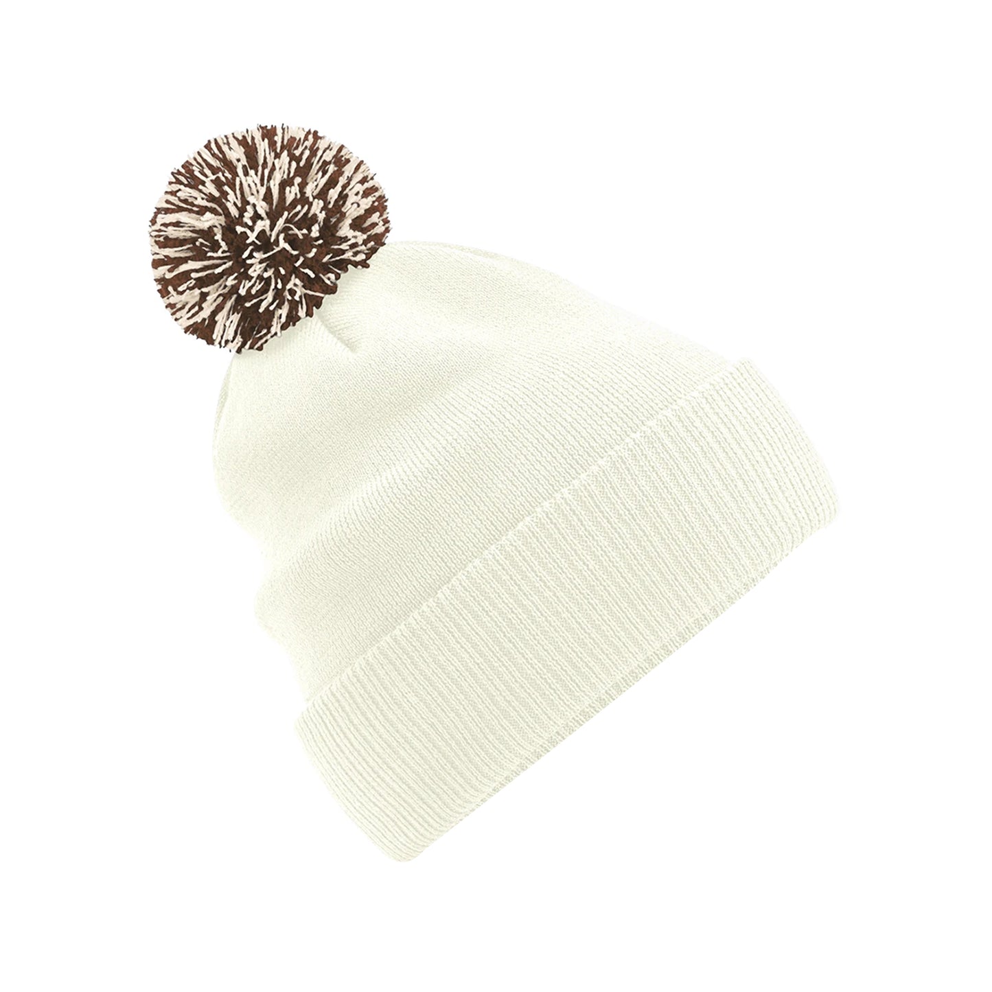 Off White-Mocha - Front - Beechfield Unisex Adult Beanie