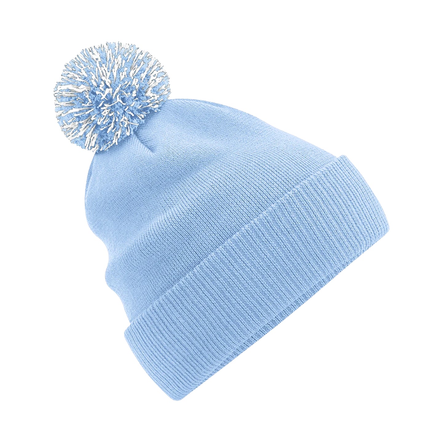 Sky Blue-White - Front - Beechfield Unisex Adult Beanie