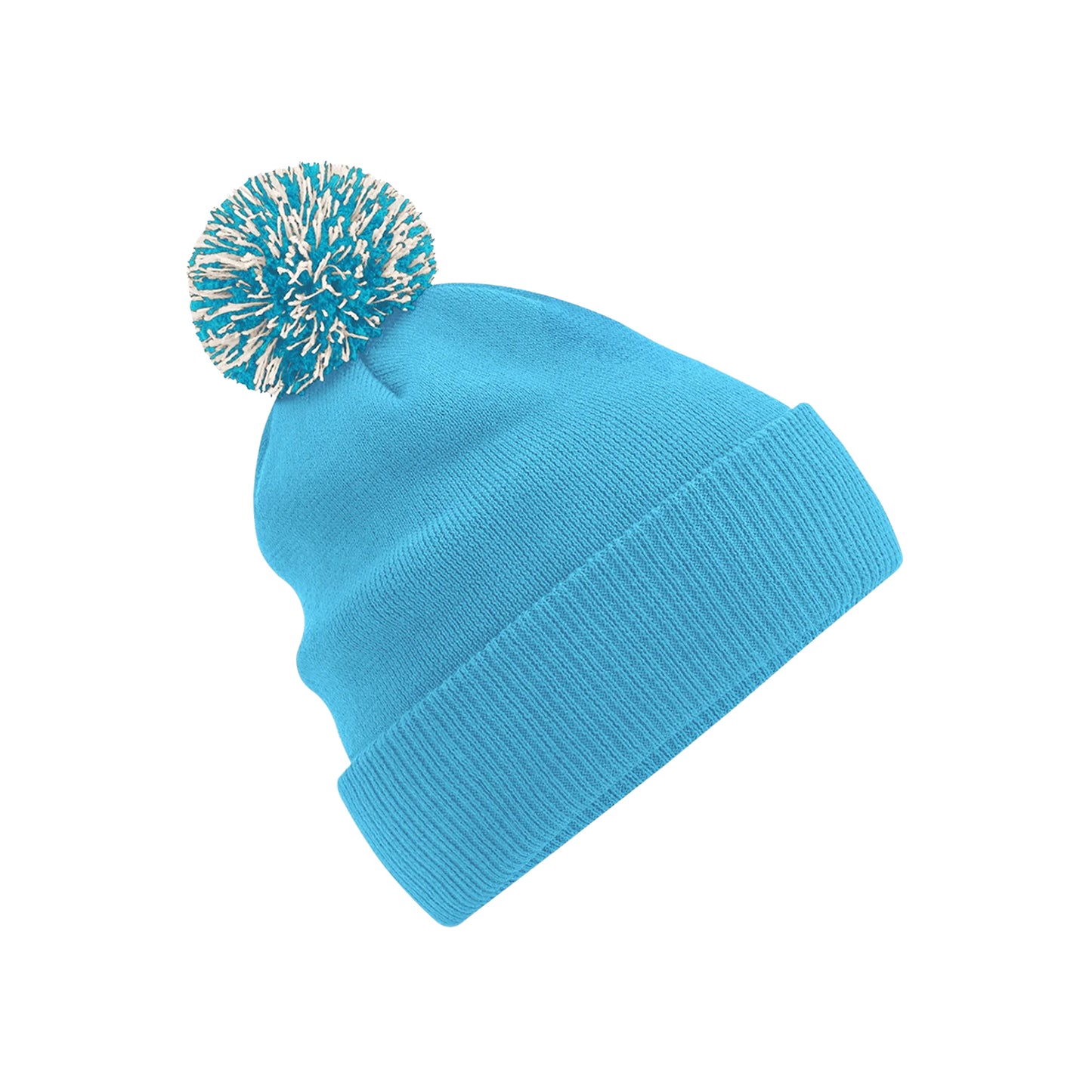 Surf Blue-Off White - Front - Beechfield Unisex Adult Beanie