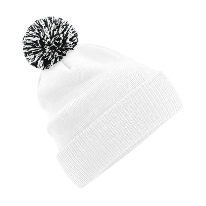 White-Black - Front - Beechfield Unisex Adult Beanie