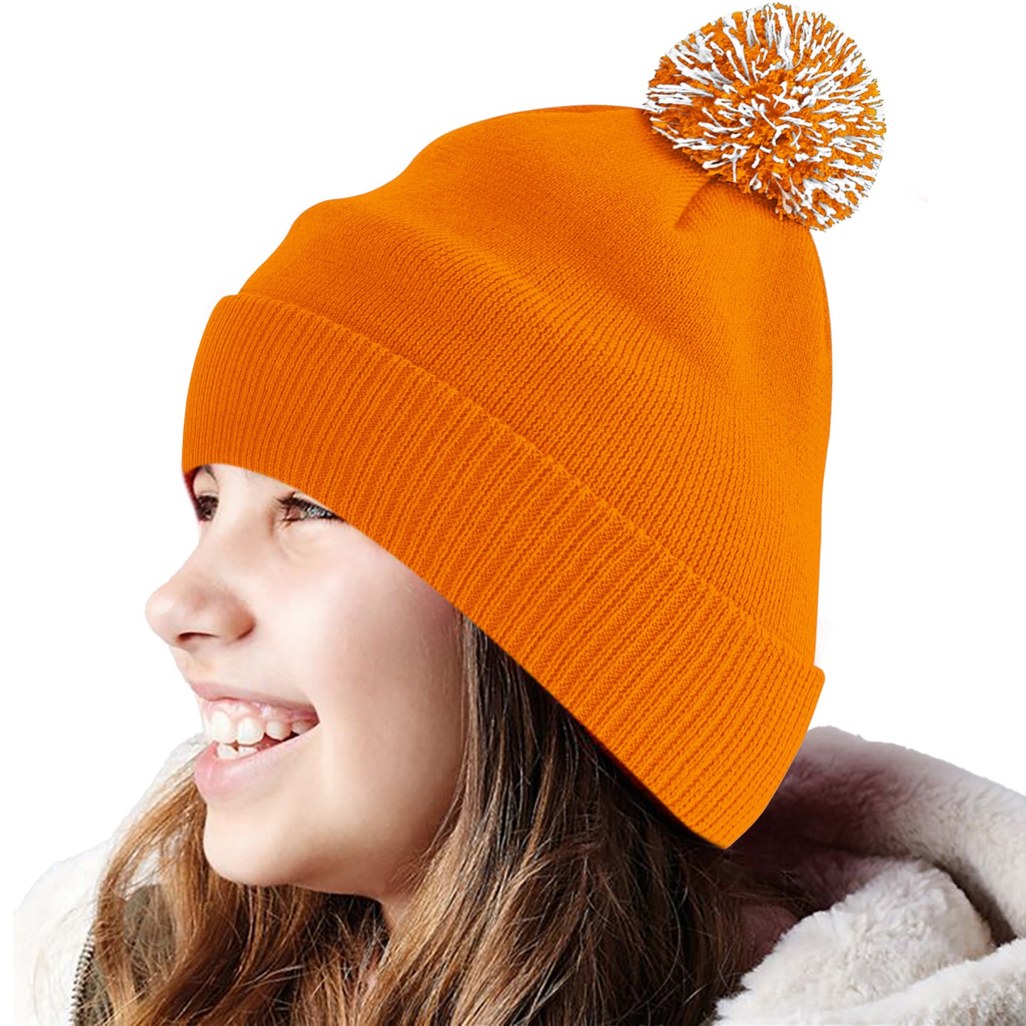 Orange-White - Lifestyle - Beechfield Unisex Adult Beanie