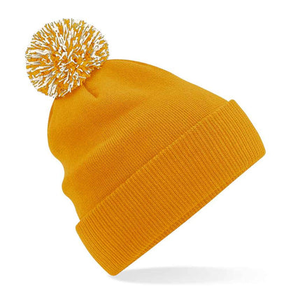 Mustard-Off White - Front - Beechfield Unisex Adult Beanie
