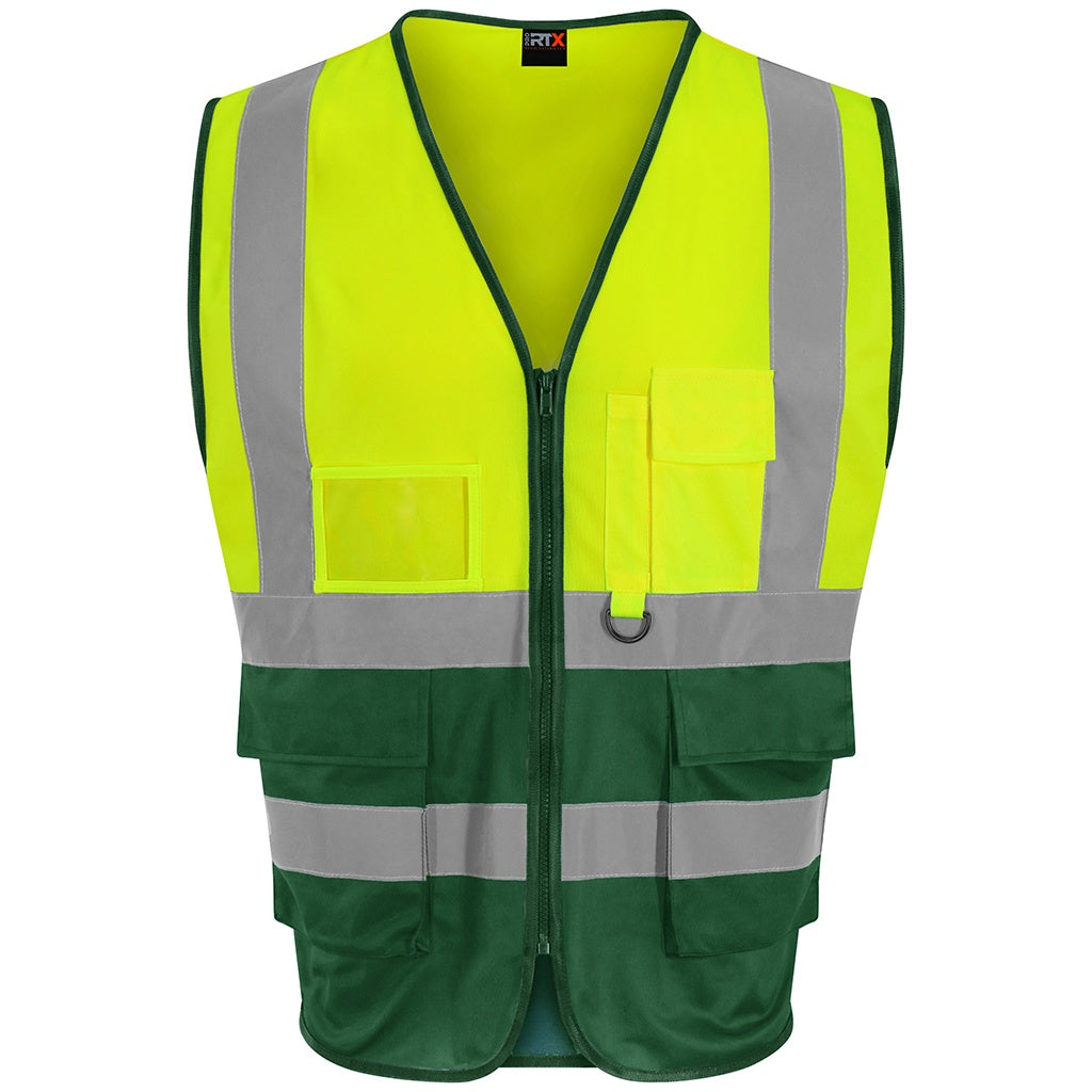 Yellow-Paramedic Green - Front - PRO RTX Mens Executive High-Vis Waistcoat