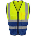 Yellow-Royal Blue - Front - PRO RTX Mens Executive High-Vis Waistcoat
