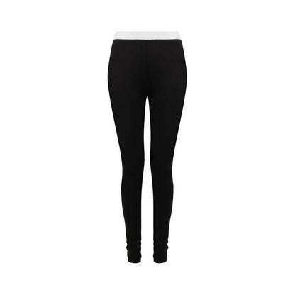 Black-White - Front - SF Womens-Ladies Leggings