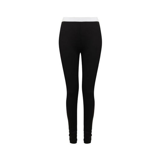 Black-White - Front - SF Womens-Ladies Leggings