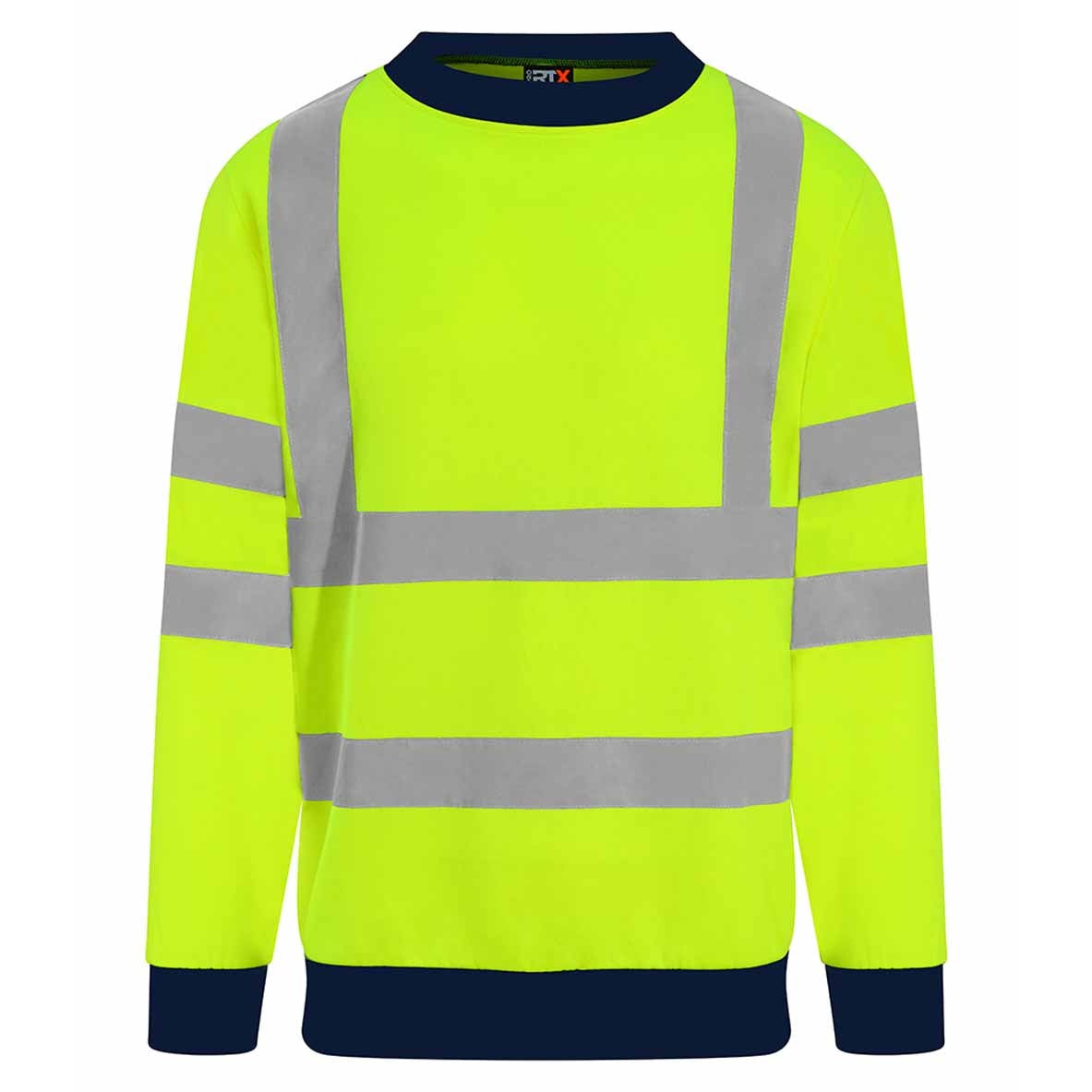 Yellow-Navy - Front - PRO RTX Mens Two Tone High-Vis Safety Sweatshirt
