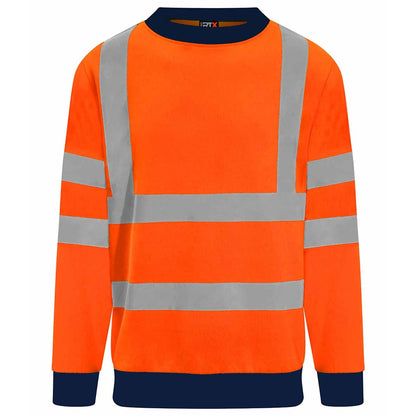 Orange-Navy - Front - PRO RTX Mens Two Tone High-Vis Safety Sweatshirt