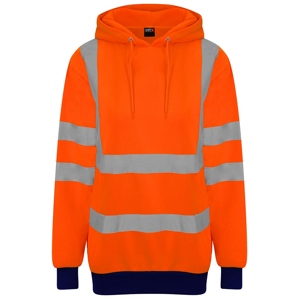 Orange-Navy - Front - PRO RTX Mens High-Vis Hoodie