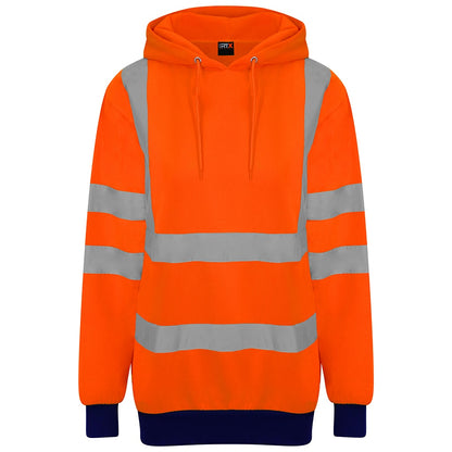 Orange-Navy - Front - PRO RTX Mens High-Vis Hoodie