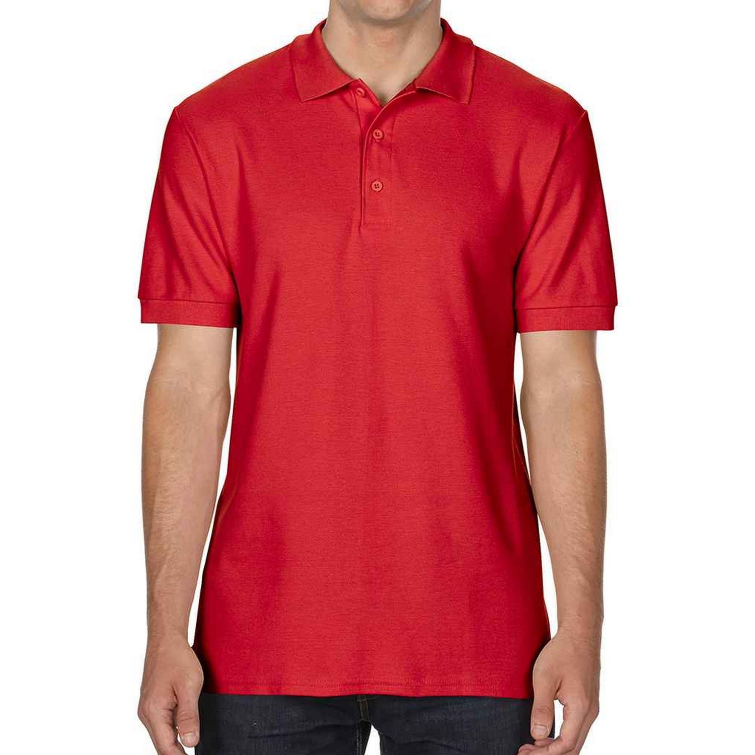Red - Back - Gildan Mens Double Piqué Polo Shirt