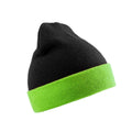 Black-Lime Green - Front - Result Genuine Recycled Unisex Adult Compass Beanie