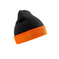 Black-Orange - Front - Result Genuine Recycled Unisex Adult Compass Beanie