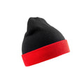 Black-Red - Front - Result Genuine Recycled Unisex Adult Compass Beanie