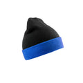 Black-Royal Blue - Front - Result Genuine Recycled Unisex Adult Compass Beanie
