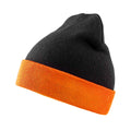 Black-Orange - Back - Result Genuine Recycled Unisex Adult Compass Beanie