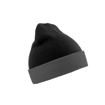 Black-Grey - Front - Result Genuine Recycled Unisex Adult Compass Beanie