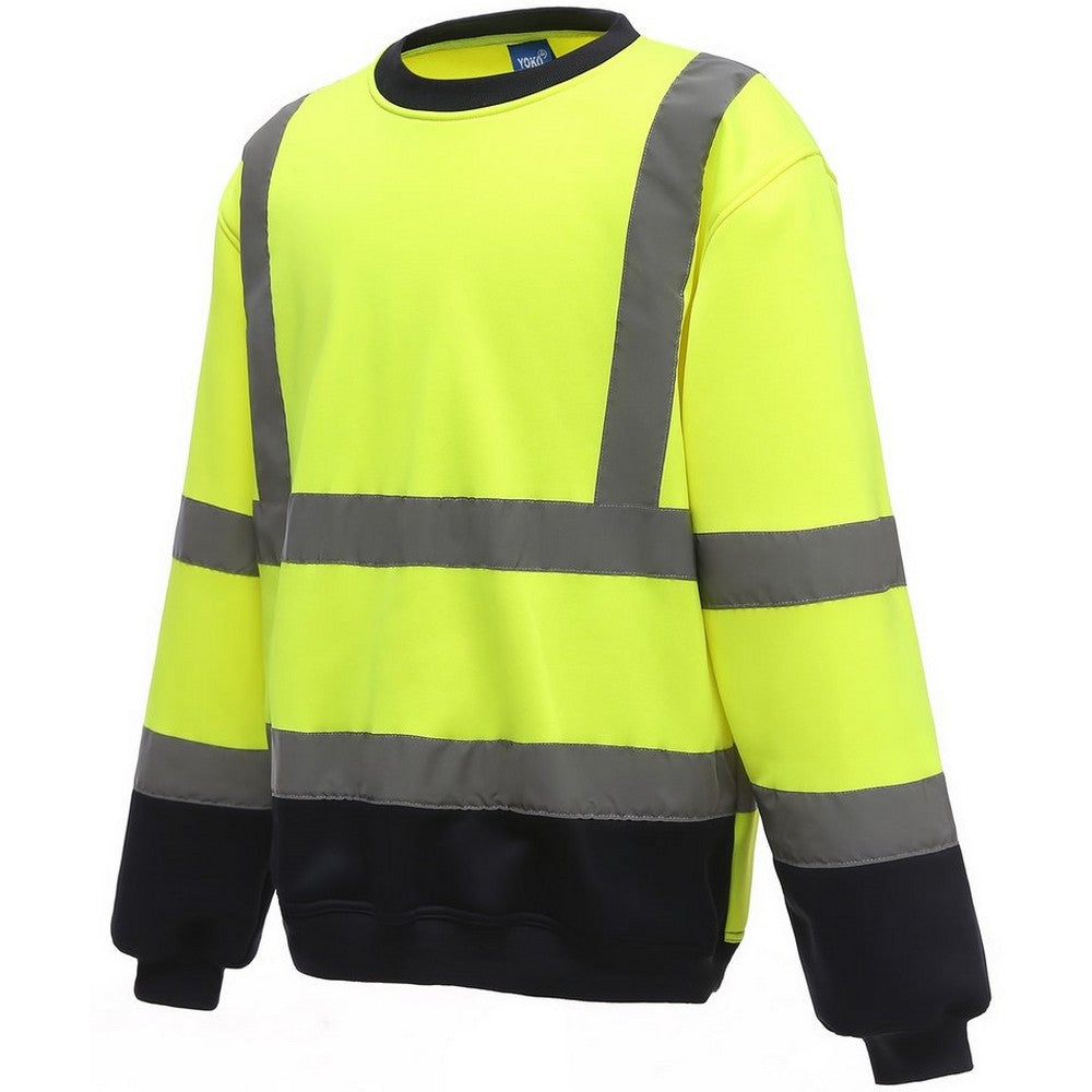 Yellow-Navy - Front - Yoko Unisex Adult Hi-Vis Sweatshirt