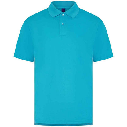 Turquoise - Front - Henbury Mens Pique Polo Shirt