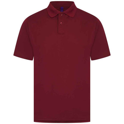 Burgundy - Front - Henbury Mens Pique Polo Shirt