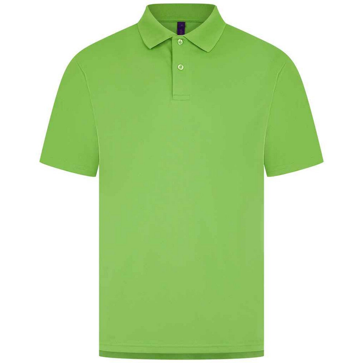 Lime - Back - Henbury Mens Pique Polo Shirt