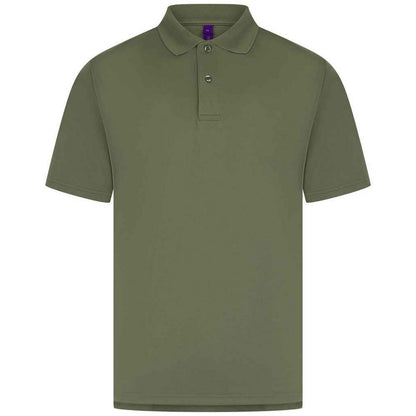Olive - Front - Henbury Mens Pique Polo Shirt
