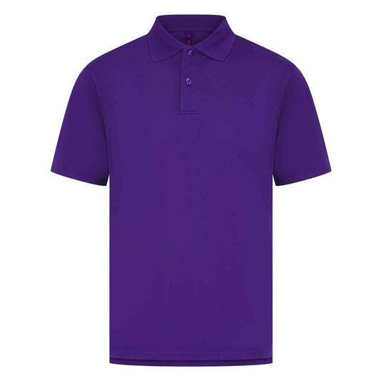 Bright Purple - Front - Henbury Mens Pique Polo Shirt