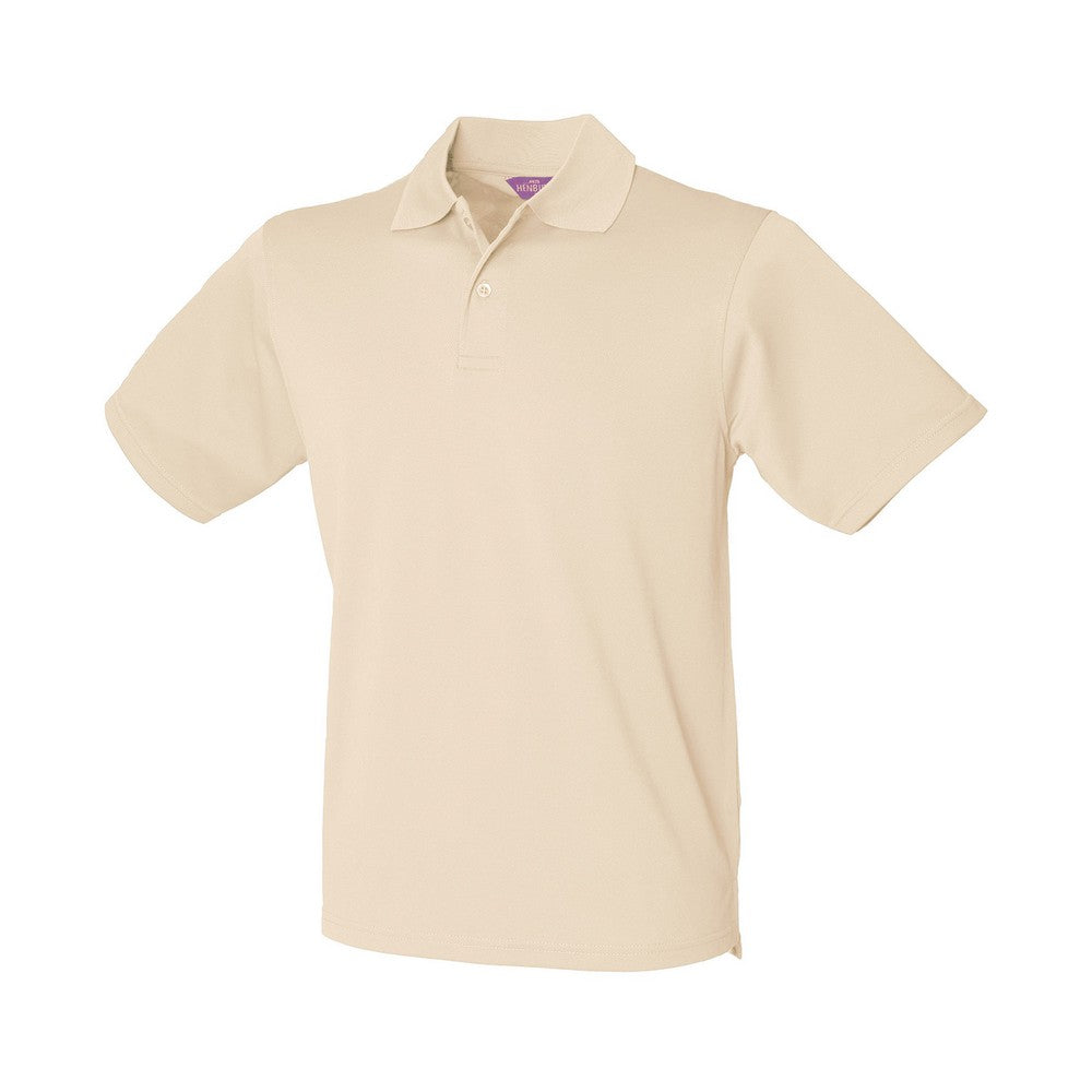 Natural - Front - Henbury Mens Pique Polo Shirt