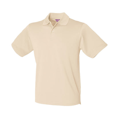 Natural - Front - Henbury Mens Pique Polo Shirt