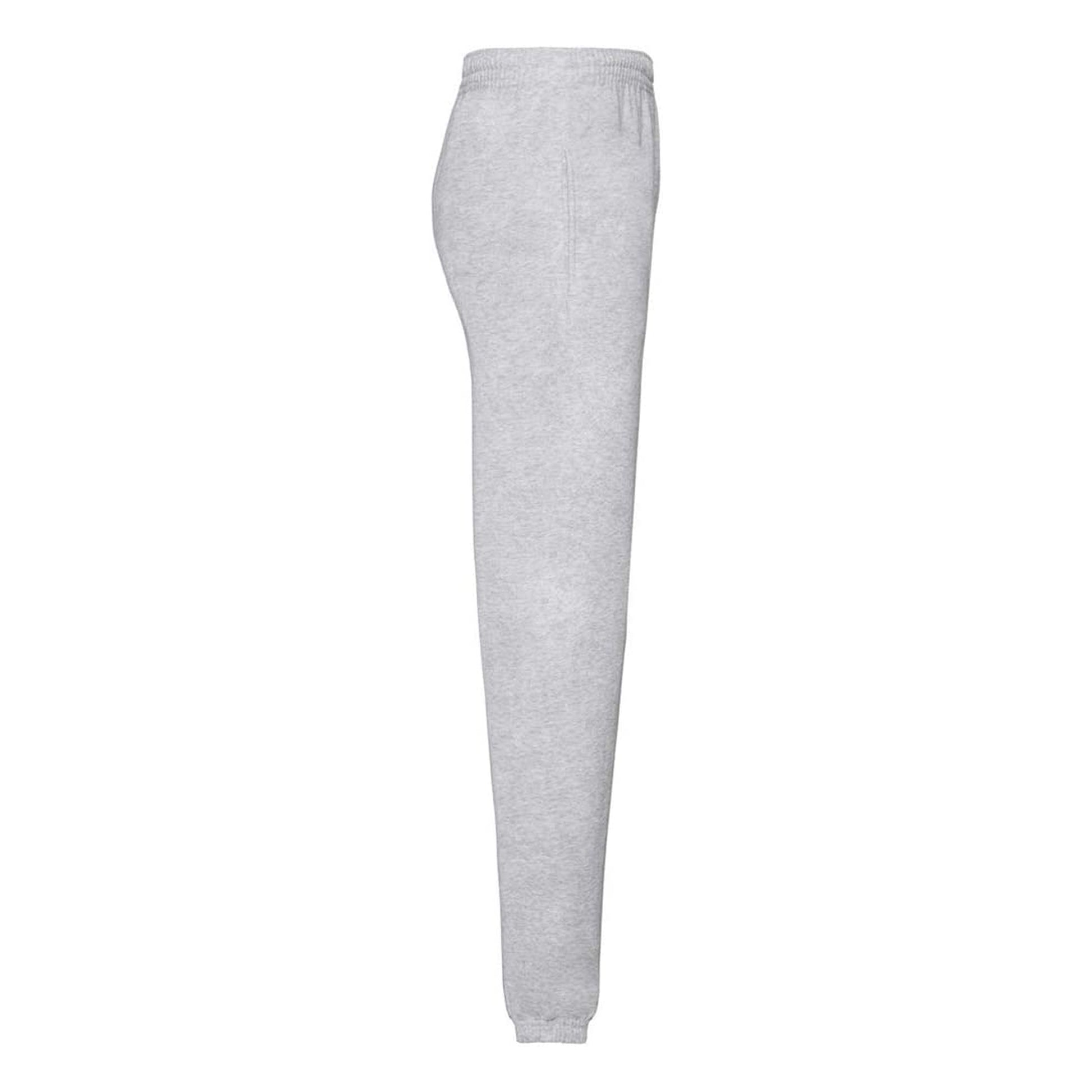 Heather Grey - Side - Fruit of the Loom Mens Classic Elasticated Hem Jogging Bottoms