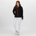 Black-Classic Red - Back - Regatta Womens-Ladies Venturer Hooded Soft Shell Jacket