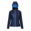 Navy-French Blue - Front - Regatta Womens-Ladies Venturer Hooded Soft Shell Jacket