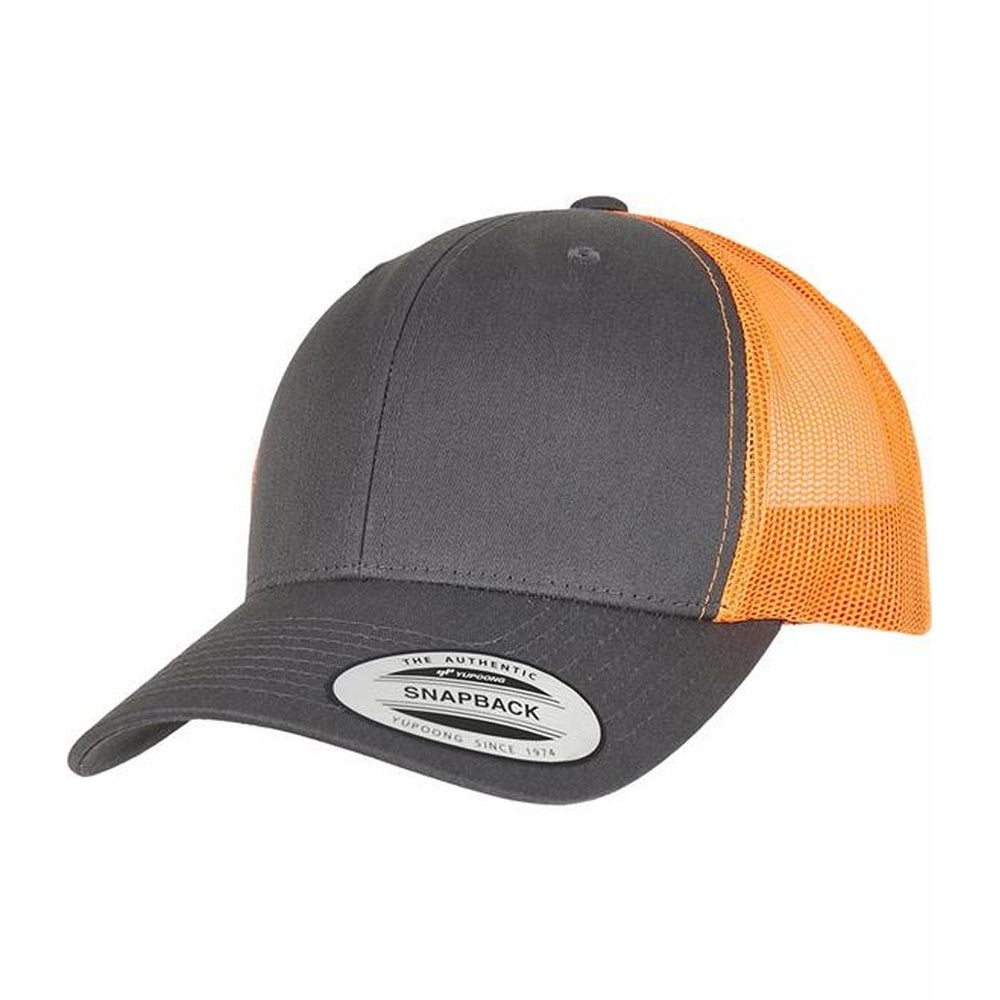 Charcoal Grey-Neon Orange - Front - Flexfit Unisex Adult Two Tone Trucker Cap