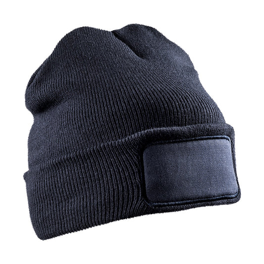 Navy - Front - Result Genuine Recycled Unisex Adult Double Knit Beanie