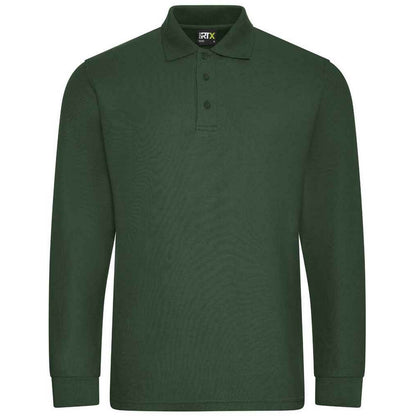 Bottle Green - Front - PRO RTX Mens Pro Piqué Long-Sleeved Polo Shirt
