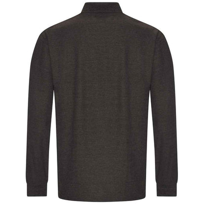 Charcoal - Back - PRO RTX Mens Pro Piqué Long-Sleeved Polo Shirt