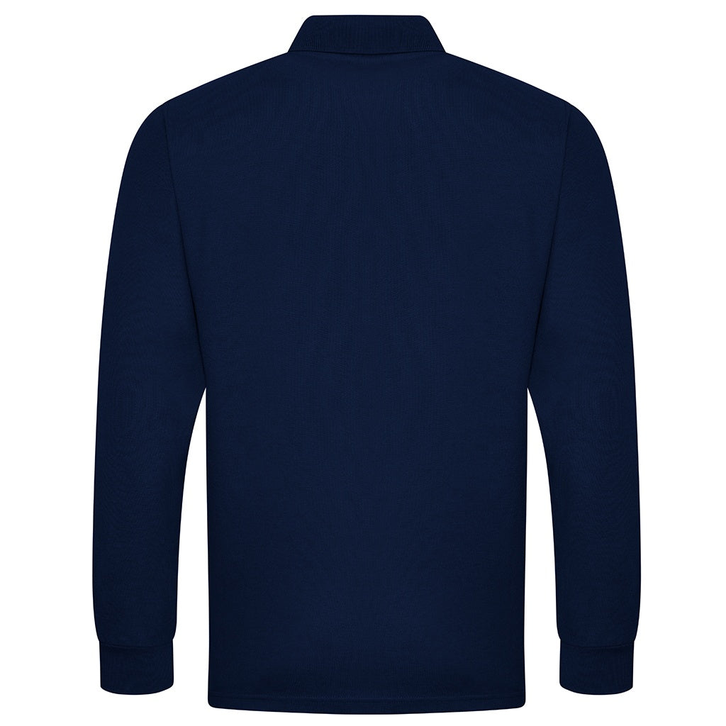 Navy - Back - PRO RTX Mens Pro Piqué Long-Sleeved Polo Shirt