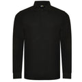 Black - Front - PRO RTX Mens Pro Piqué Long-Sleeved Polo Shirt