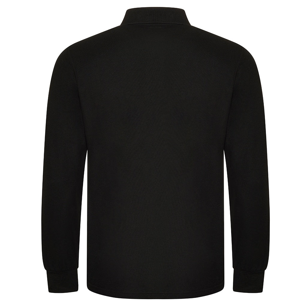 Black - Back - PRO RTX Mens Pro Piqué Long-Sleeved Polo Shirt