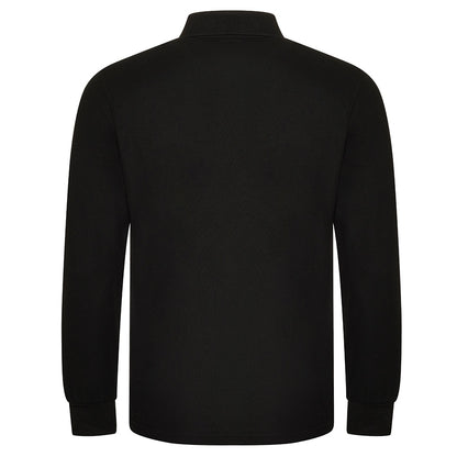 Black - Back - PRO RTX Mens Pro Piqué Long-Sleeved Polo Shirt