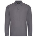 Solid Grey - Front - PRO RTX Mens Pro Piqué Long-Sleeved Polo Shirt