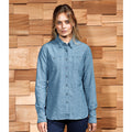 Indigo Denim - Back - Premier Womens-Ladies Chambray Organic Long-Sleeved Shirt