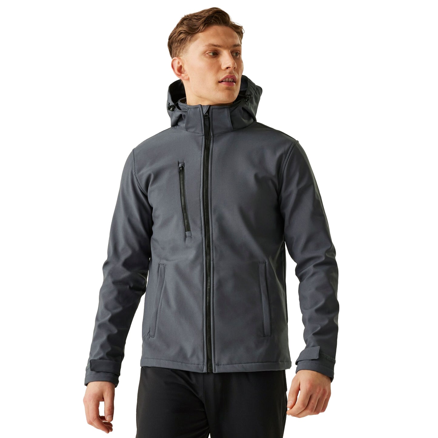 Seal Grey-Black - Side - Regatta Mens Venturer Hooded Soft Shell Jacket