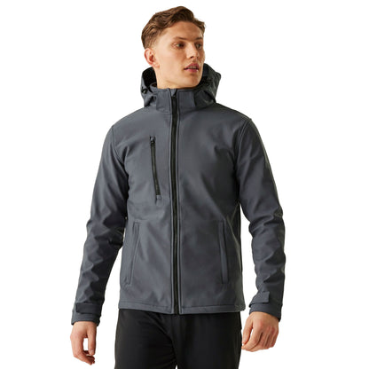Seal Grey-Black - Side - Regatta Mens Venturer Hooded Soft Shell Jacket