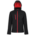 Black-Classic Red - Front - Regatta Mens Venturer Hooded Soft Shell Jacket