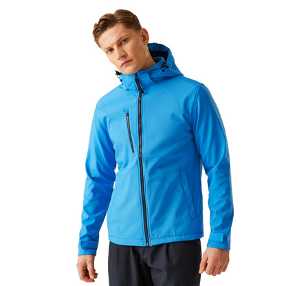 Navy-French Blue - Side - Regatta Mens Venturer Hooded Soft Shell Jacket