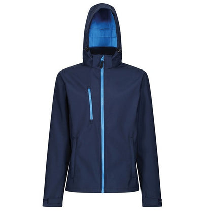 Navy-French Blue - Front - Regatta Mens Venturer Hooded Soft Shell Jacket
